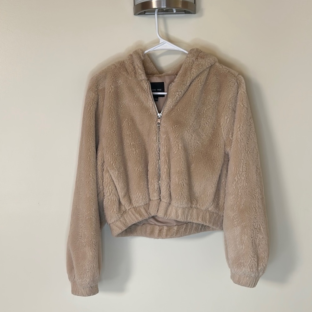 Tan Faux Fur Hooded Jacket